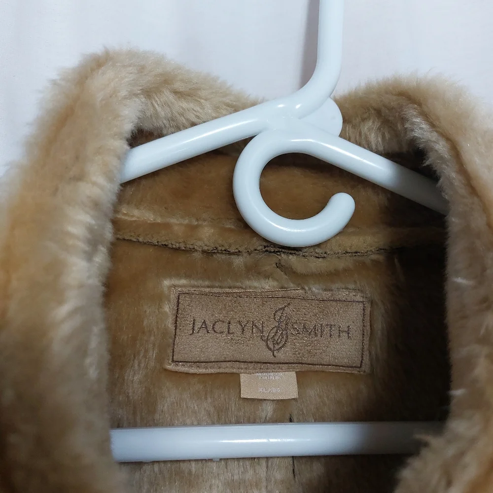 Jacklyn Smith Tan/ Camel Faux Fur And Suede Full Zip Vest Pockets  Wms XL‎